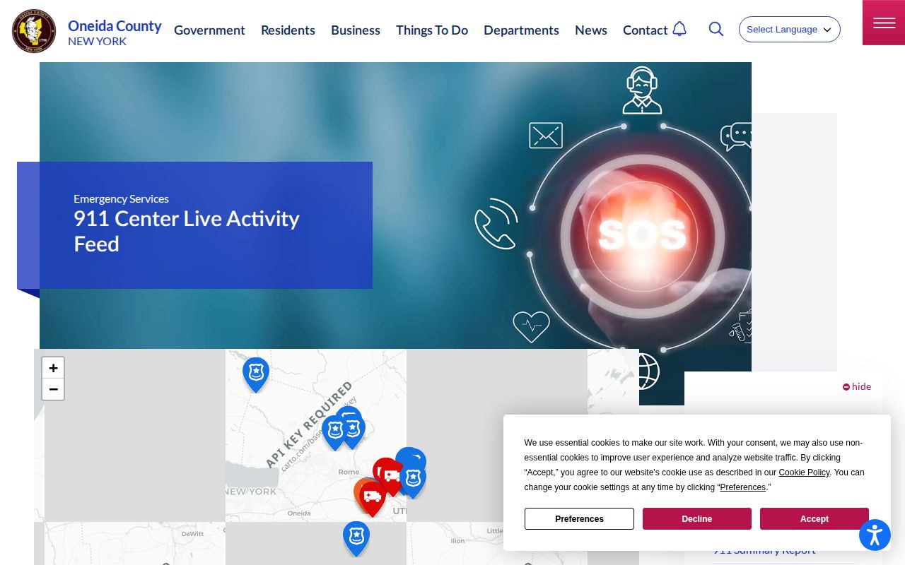 Oneida County 911 live activity incident record feed