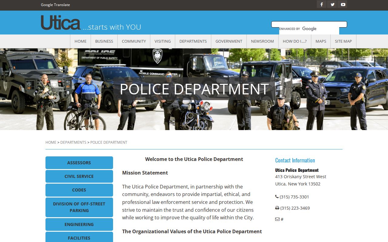 Oneida County Utica Police Department official arrest-record source